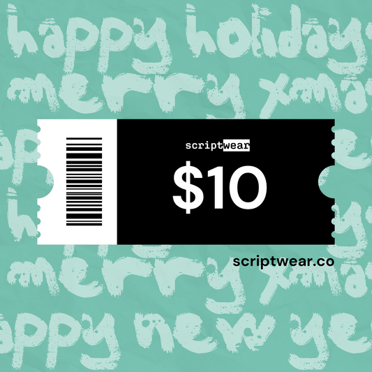 $10 Scriptwear Happy Holidays Digital Gift Card